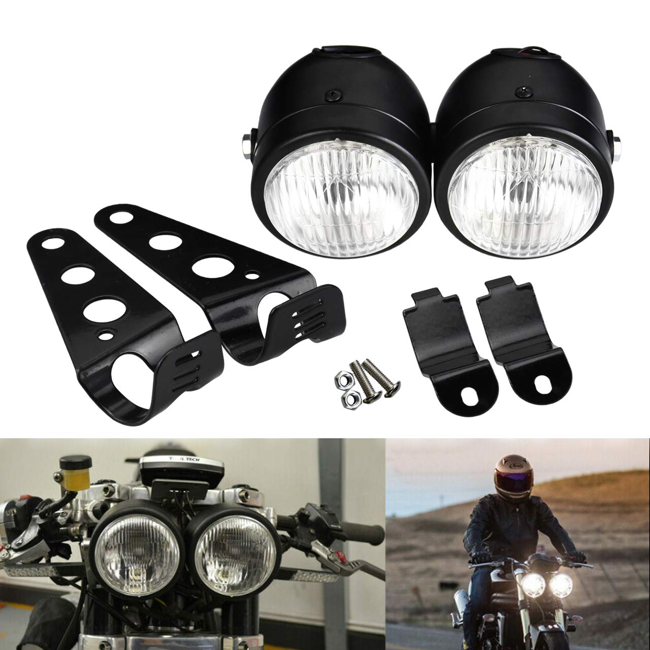 Amazon | HDBUBALUS 汎用 ツインズ フロント ヘッドライト